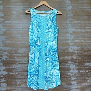 Lilly Pulitzer Windward Dress Blue Floral Preppy Vacation Resort Wear Womens S